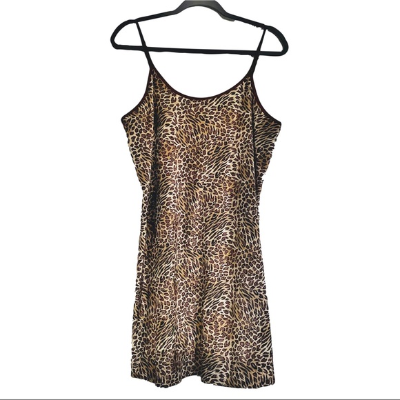 Vintage Y2K Animal Print Velvet Velour /Slip Dress Nightgown - Picture 5 of 9